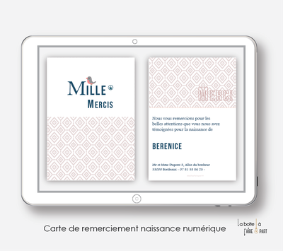  carte de remerciements naissance garçon numérique-Tipi -carte de remerciement électronique -pdf imprimable-pdf numérique-faire part connecté-    -à imprimer soi-même-carte de remerciement naissance à envoyer par mail