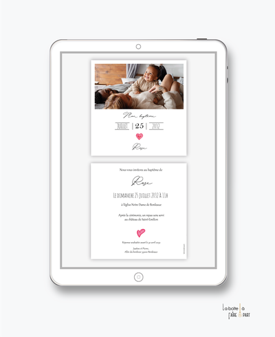 faire-part baptême fille numérique-faire-part baptême digital-électronique-pdf-à imprimer-reseaux sociaux-mms-whatsapp-Messenger -coeur-photo-