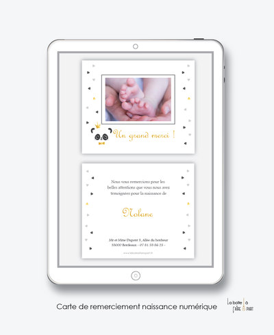 Carte De Remerciements Naissance Garcon Panda Couronne Pdf Numerique Faire Part Naissance Faire Part Bapteme Et Invitation Anniversaire Adulte La Boite A Faire Part