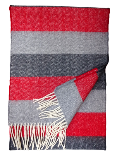 Merino wool scarf horizontal stripes flatlay isolated