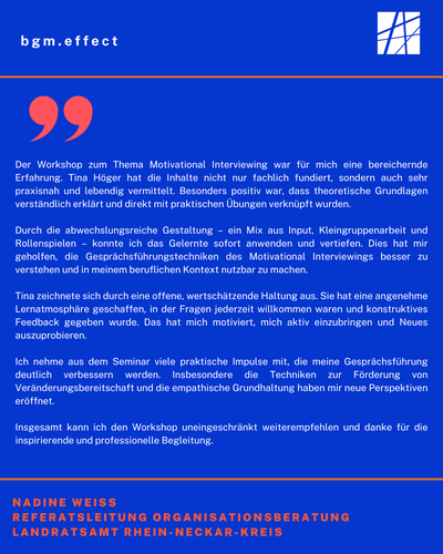 Feedback einer Teilnehmerin