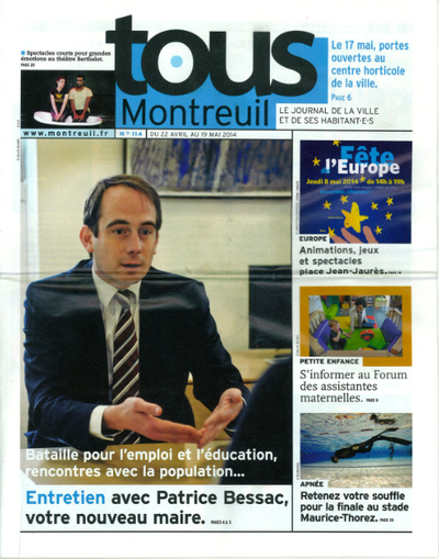 Le Cri de La Chenille en page couverture du journal TOUS MONTREUIL.