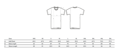 Größentabelle für Shirts: Finde deine passende Größe von XS bis 5XL. Angaben zu Brustweite, Ärmellänge und Gesamtlänge helfen dir, den perfekten Sitz zu finden. Ideal für Damen und Herren – einfach ausmessen und die beste Größe wählen.