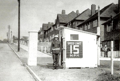 Entrance to the American base on Romney Way
