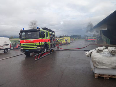 Dank schnellem Einsatz keine grösseren Schäden: Brand in der Heu-Trocknungsanlage in Ottikon. Bild: Feuerwehr Gossau ZH