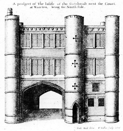 The gatehouse at Wiverton drawn by Wenceslaus Hollar in 1676.