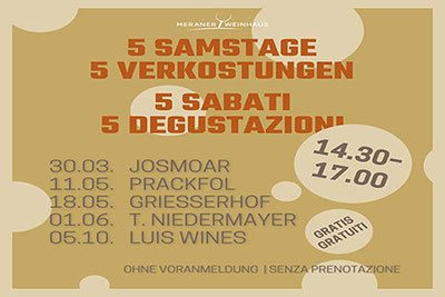 5 Samstage Winzeraperitifs im Meraner Weinhaus in Meran