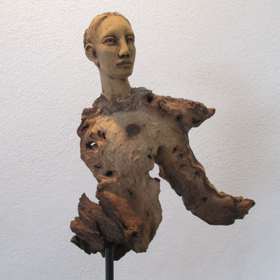 Tree-People, Keramik-Holz, ca. 40 cm