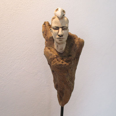 Tree-People, Keramik-Holz, ca. 40 cm