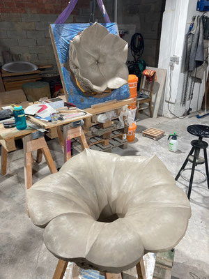 Grosse "Wandblume" Sabine Ackstaller, Work in progress