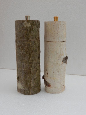 Pfeffer & Salz  / Stahl, Birke & Buche, 2 x ca. 5,5 x 16 cm, CHF 130.-