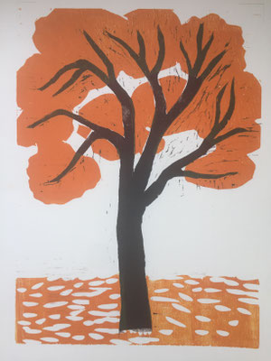 Autumn Herbst Höst 2020 Woodcut  Holzschnitt Träsnitt 40x30