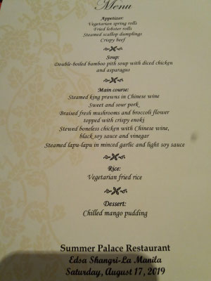 Twelve course Lazy Suzan (turntable) buffet. 70th birthday