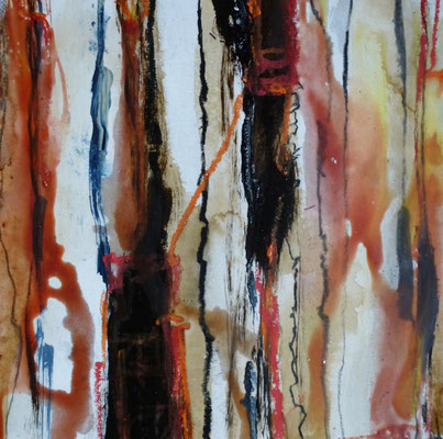 o.T. Naturfarben auf Graupappe/ Casanirahmen, 30x30 cm