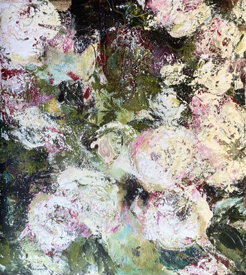 Acrylfarbe und Ölpastellkreide auf Leinwand 80 x 100 cm XL