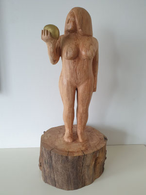 Idun, gestockter Apfelbaum gewachst, teilvergoldet, 54 cm