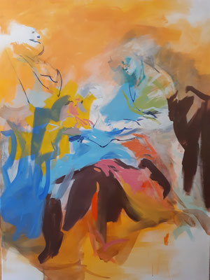Anna lehrt Maria das Lesen, Acryl | 120 x 90 cm | 2020, frei nach Kremser Schmidt, Altarblatt in Gansbach, IM VERKAUF € 2.800