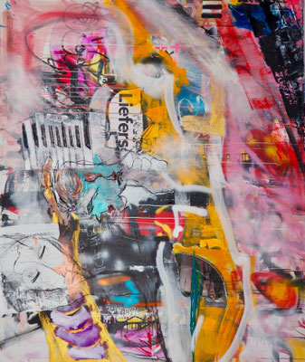 PLAYING PIANO, 155x200 cm, acrylic, charcoal on canvas, VIENNA, 2018, photo: Reinhold Ponesch ©