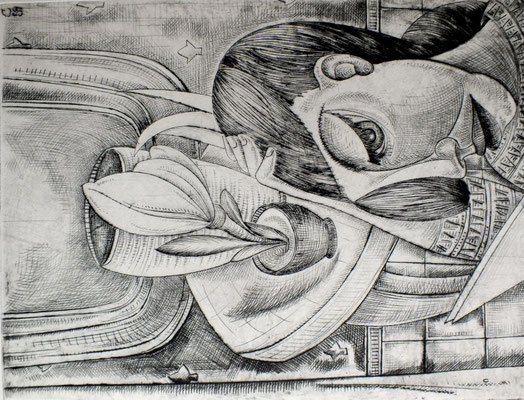 Lesende ( Nachdenkende ) 1959   29 x 38,5