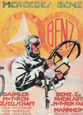 De fusie van Benz & Cie. en Daimler-Motoren-Gesellschaft in 1925. Dit historische moment is weergegeven in deze advertentie van Julius Ussy Engelhard die verscheen in het Duitse tijdschrift Motor.