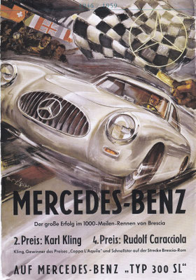 Affiche voor Mercedes-Benz van Hans Liska uit 1952.