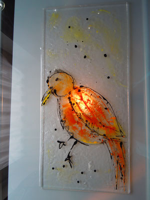 Glasmalerei + Fusing "Vogel"