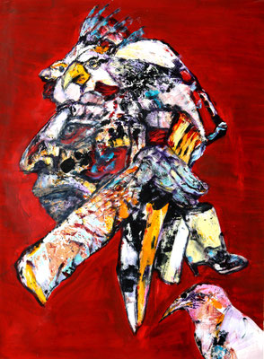 Back to Red (2024) oil on Canson paper 76 x 56 cm