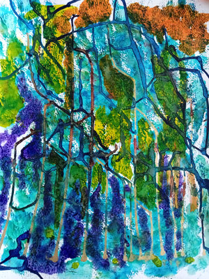 Forêt imaginaire #2 - Encres sur Papier - 30x40 cm - collection privée