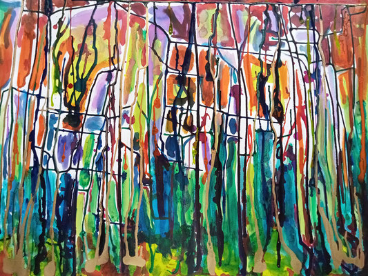 Forêt imaginaire #5 - Encres sur Papier - 50x70 cm