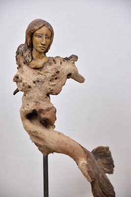 Mermaid, Keramik-Wurzelholz, ca. 40 cm