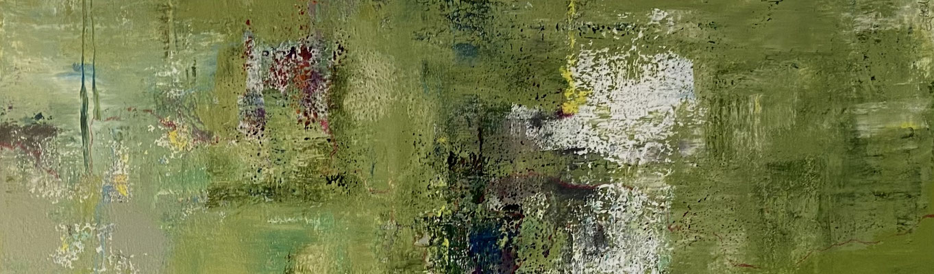 Acrylfarbe und Ölpastellkreide auf Leinwand 40 x 120 cm 