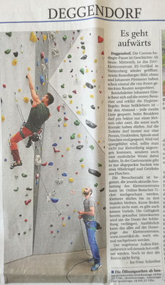 ES-Vertikal Kletterzentrum Deggendorf Zeitungsartikel Quelle: PNP.de