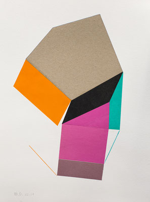 Geo-3. Papel, cartón y lápiz de color ( 24 x 32 cm ) 2019