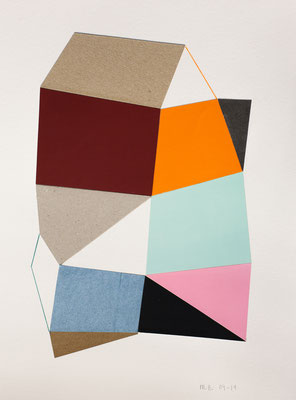 Geo-7. Papel, cartón y lápiz de color ( 24 x 32 cm ) 2019