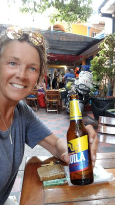 fresh off the boat in Cartegena Colombia, got to park my bike in the bar