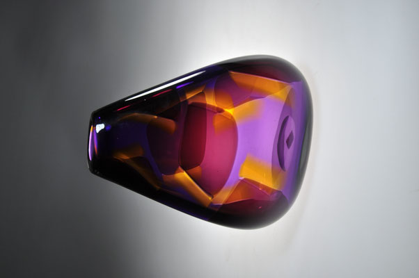 Gerd Kruft, Studioglas, optisches glas, Glaskunst, Essen, Gefäß, Vase, Saturn, John Kuhn, Schliff, Farbe