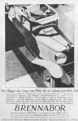 Advertentie Brennabor van B. Reuters uit 1929.