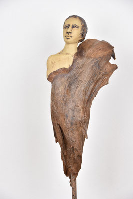 Engel, Keramik-Holz, ca. 60 cm