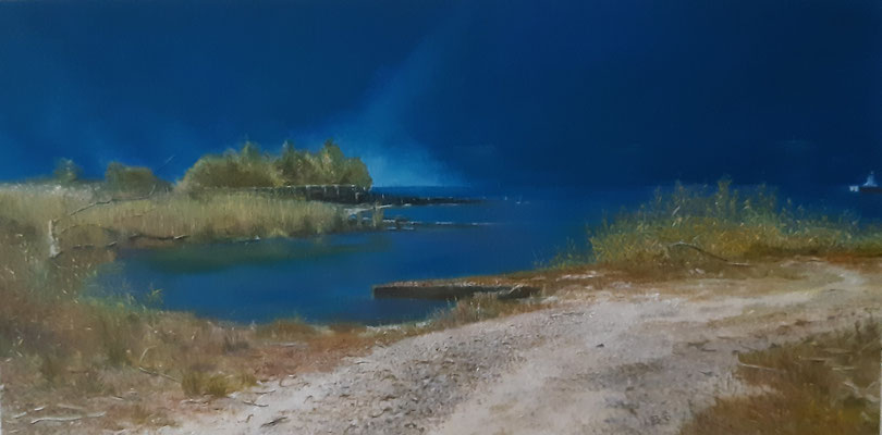 Reussdelta bei Flüelen / Öl / 30x60 cm / 2023 /----CHF 2'100----