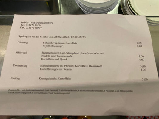 der Wochenplan