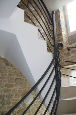 CMC Métallerie Avranches-St Ovin(50)-Garde-corps/mains courantes cage d'escalier