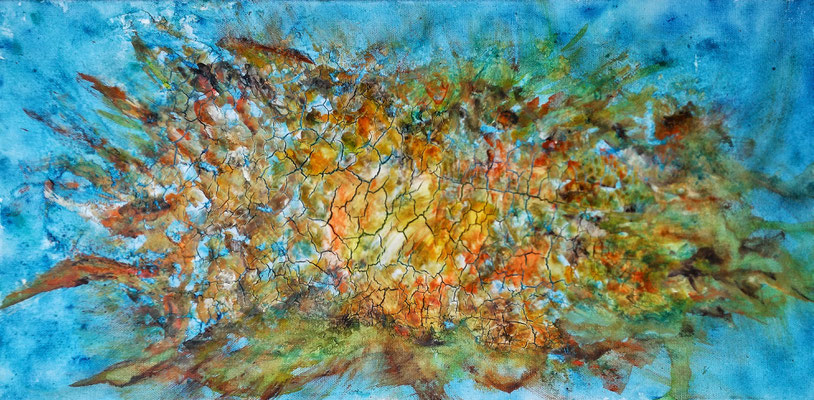 AMORPHOUS IV; 30x60 cm; Mixed Media auf Leinen; Preis € 250,-