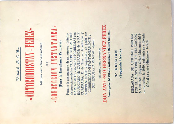Libro AUTOCORRISTÁN FÉREZ, 2ª tirada de la 7ª edición, Antonio Hernández Férez, 120 páginas, año 1964, 15x21 cm