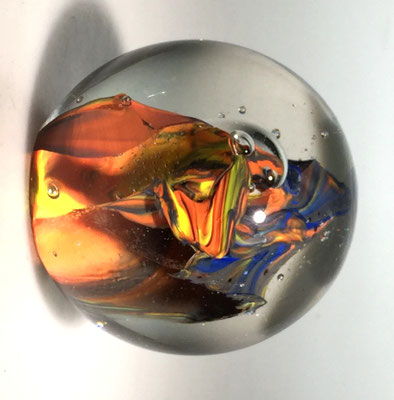 Udo Edelmann, Glashaus am Wasserturm, buntes Paperweight, Studioglas, Rheinbach, geblasenes Glas, Vase, Paperweight