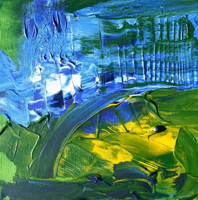 Wasserfall, 20x20 cm, Acryl auf Leinwand Keilrahmen, im Shop erhältlich