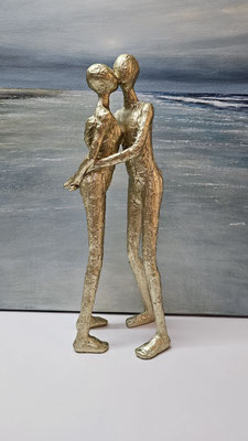 Skulptur "Liebespaar" goldfarben, Höhe ca. 38 cm, 49,- €