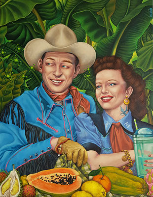 Gemälde 611,Papaya Cowboy, Acryl auf Leinwand, 2019,70 x 90 cm