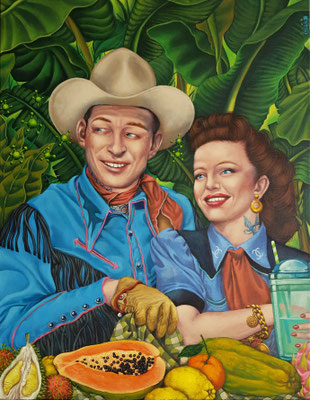 Gemälde 611,Papaya Cowboy, Acryl auf Leinwand, 2019,70 x 90 cm