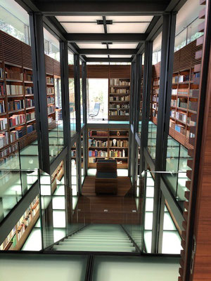 Glasreinigung in einer Bibliothek