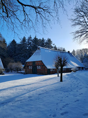 Auch im Winter und im Schnee garantiert Hof Höpen eine idyllische Auszeit.